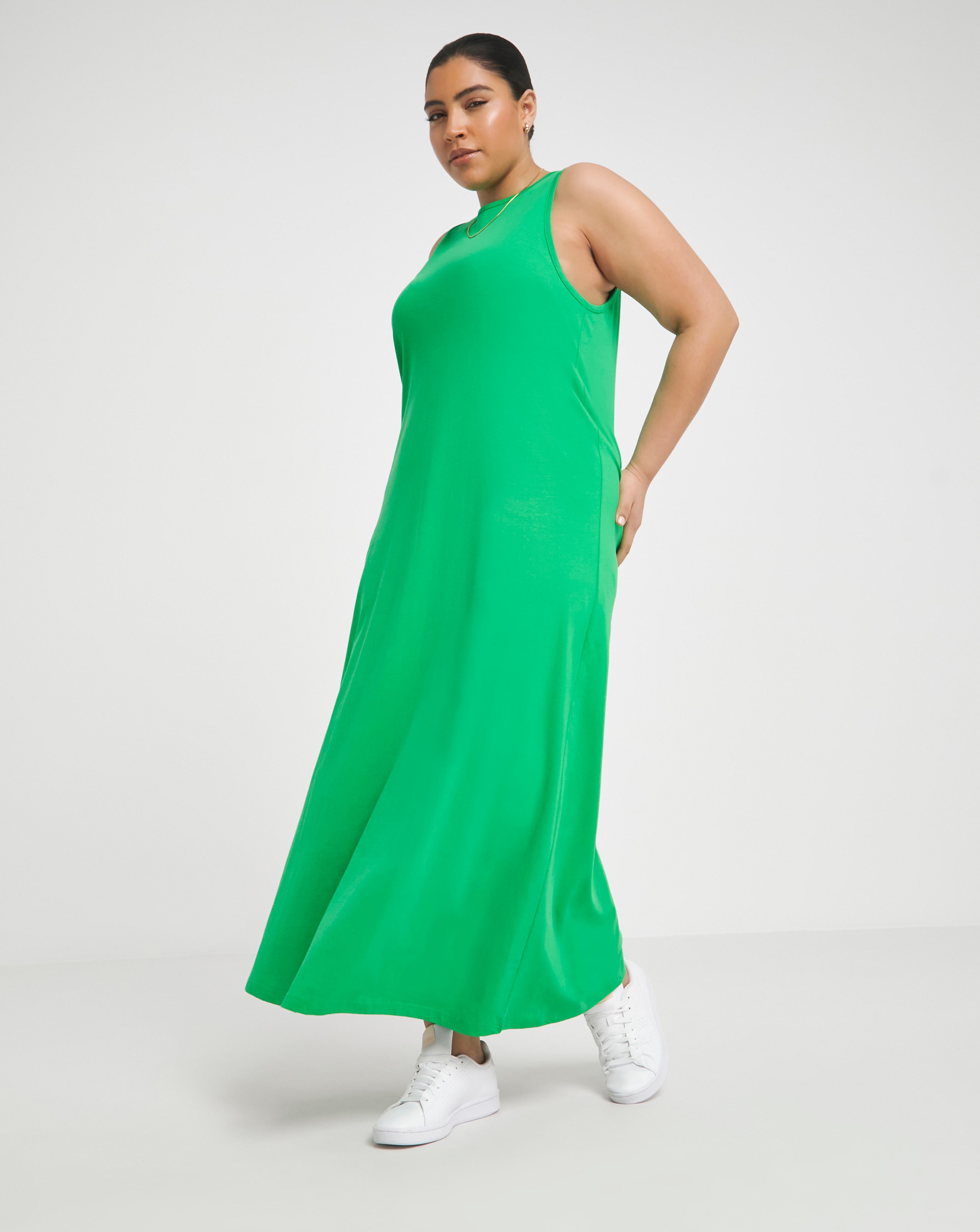Simply Be - Women's Green Cotton Jersey Maxi Dress - Size 10 - Green