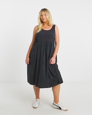 Black Jersey Poplin Mix Sundress - Image 1