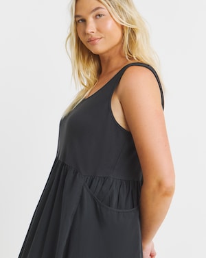 Black Jersey Poplin Mix Sundress - Image 3