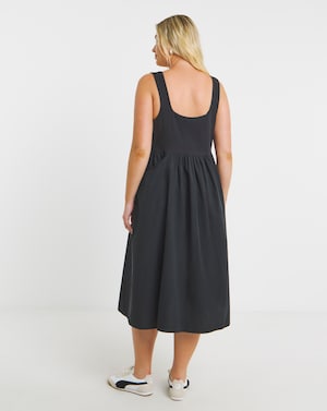 Black Jersey Poplin Mix Sundress - Image 2