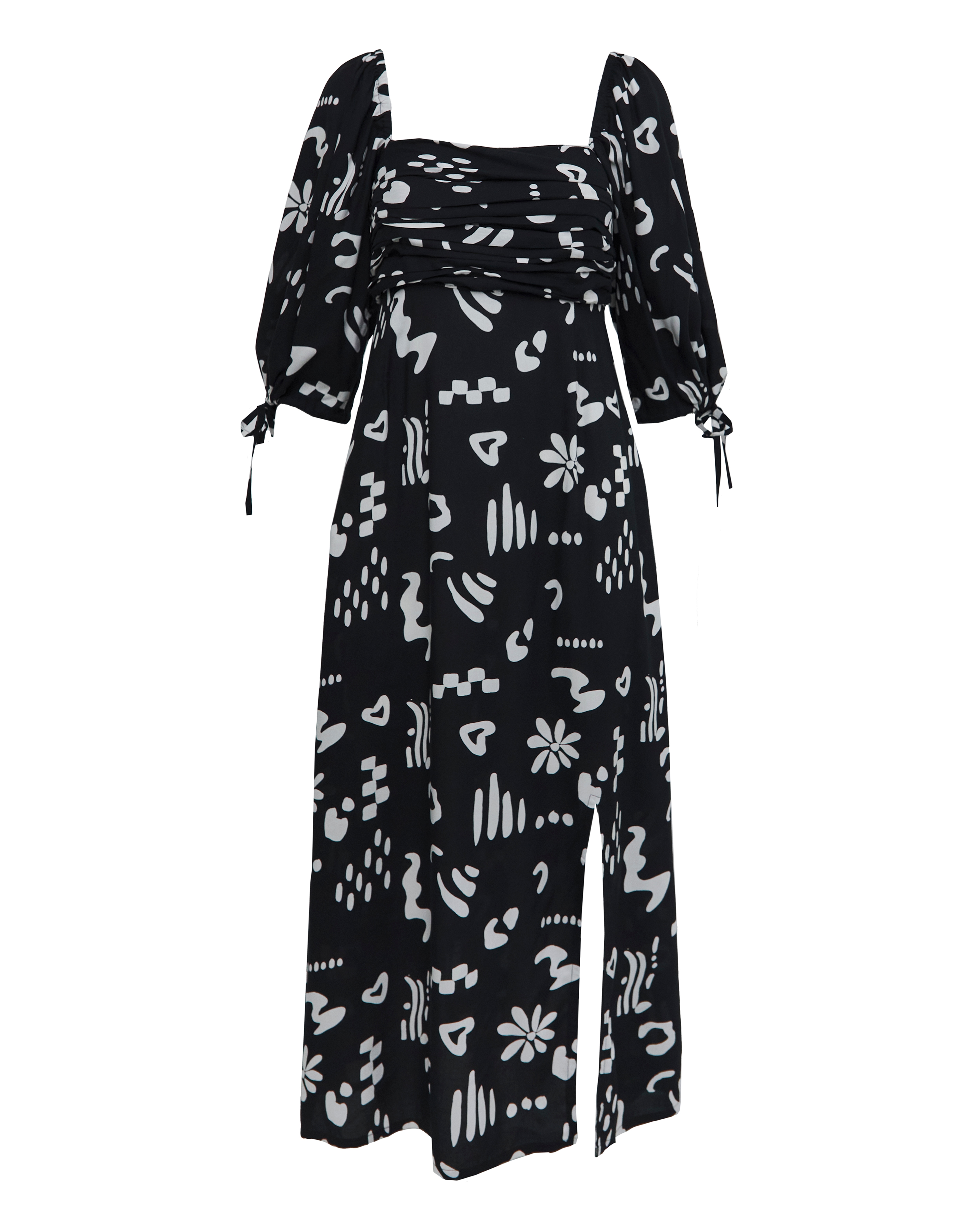 Simply Be - Women's Conversational Print Soft Volume Dress - Size 10 - Mono print - ECOVERO TM Viscose - Sustainable