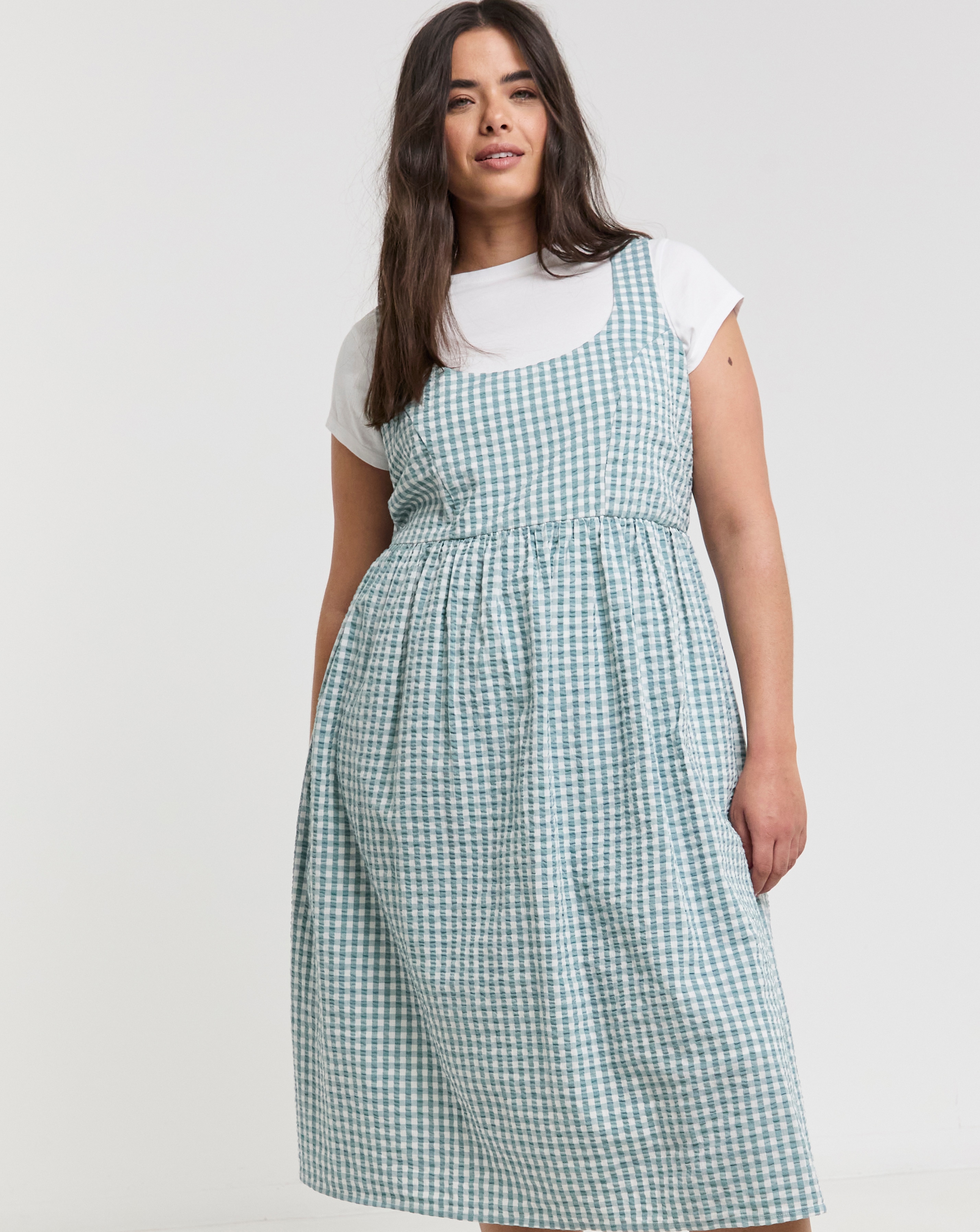 Simply Be - Women's Gingham Textured Sundress With Pockets - Size 18 - Blue check