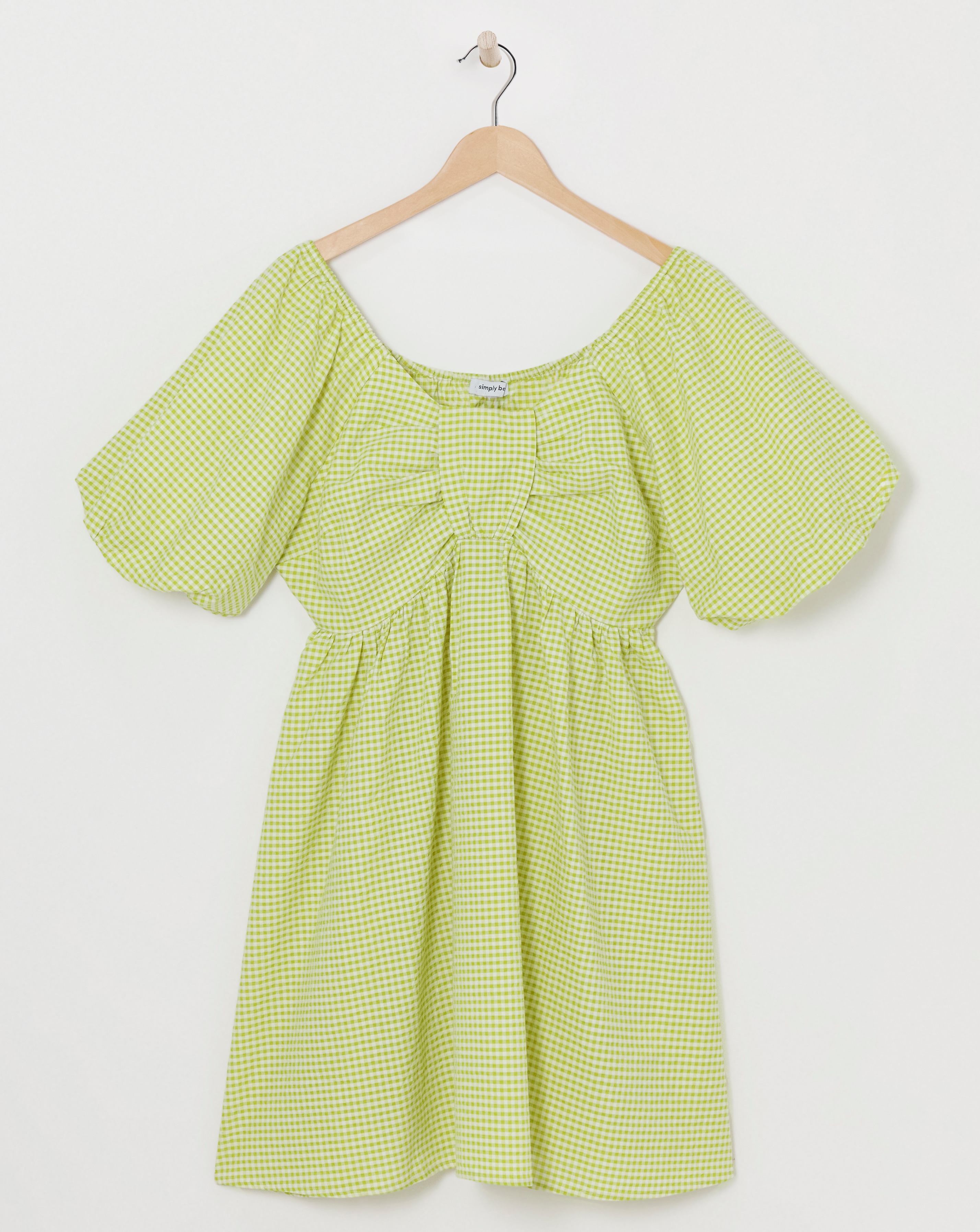 Simply Be - Women's Textured Gingham Smock - Size 10 - Green/white - 76% Cotton 24% Polyester