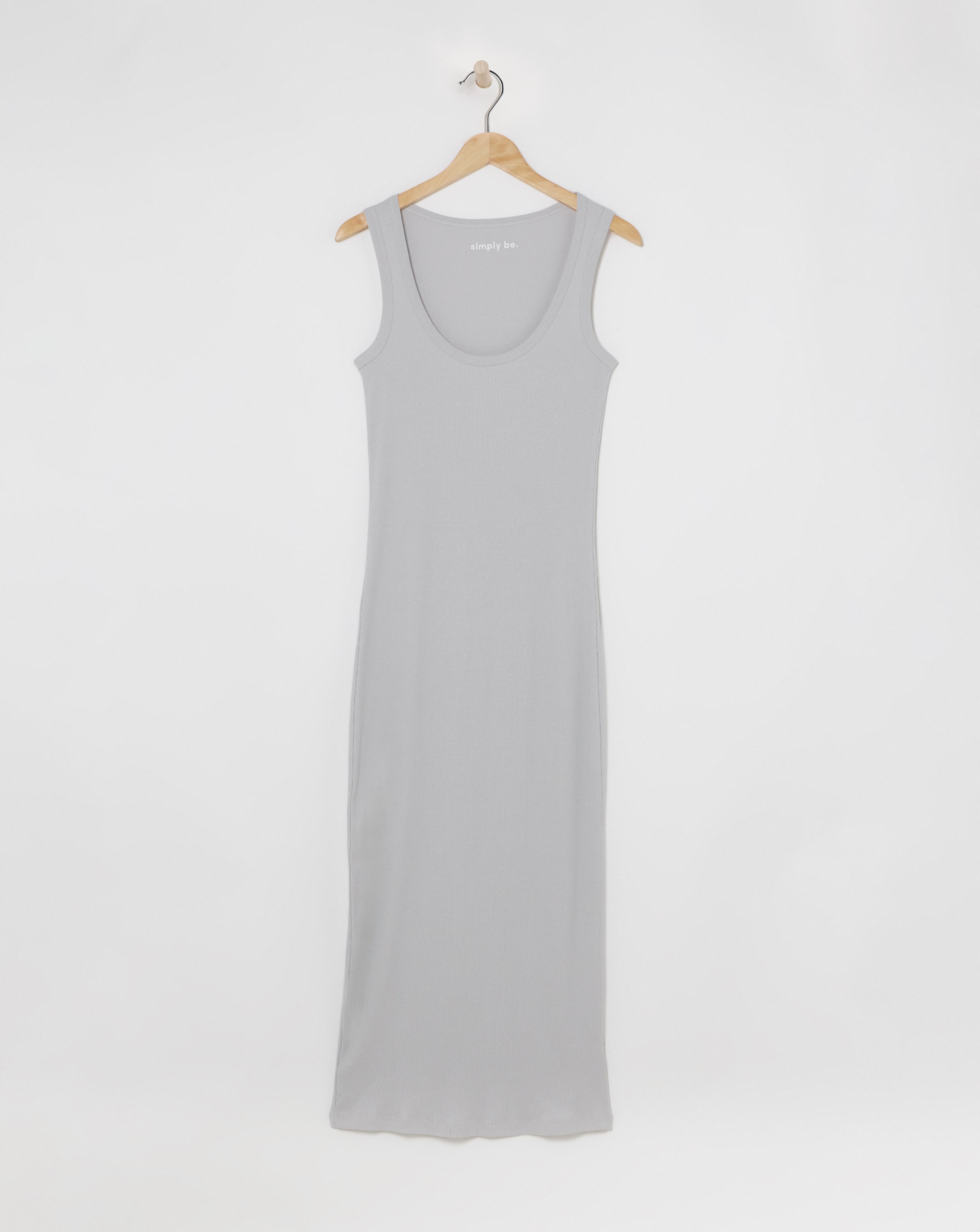 Simply Be - Women's Grey Ribbed Scoop Neck Maxi Dress - Size 20 - Grey