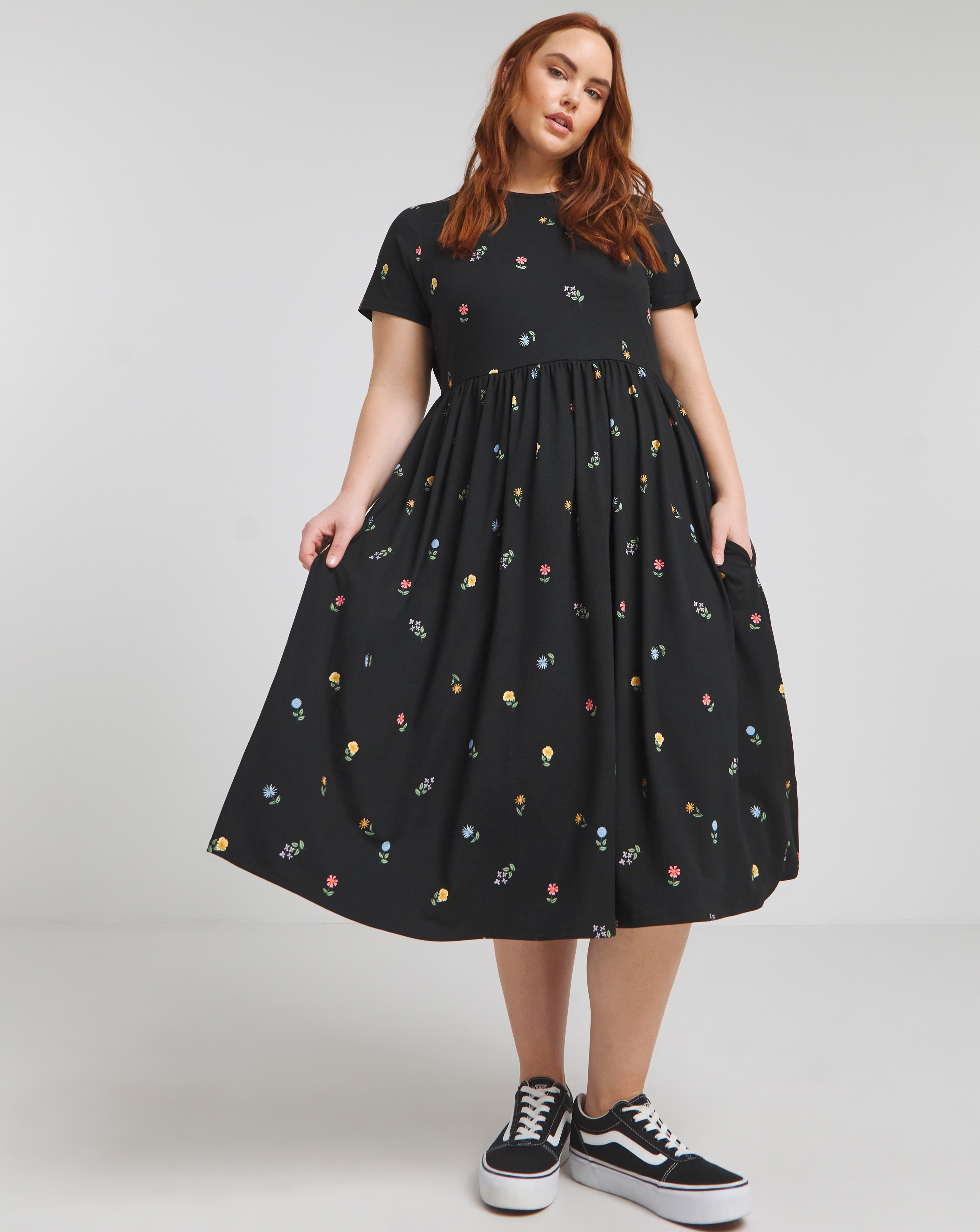 Ditsy Print Supersoft Jersey Midi Dress