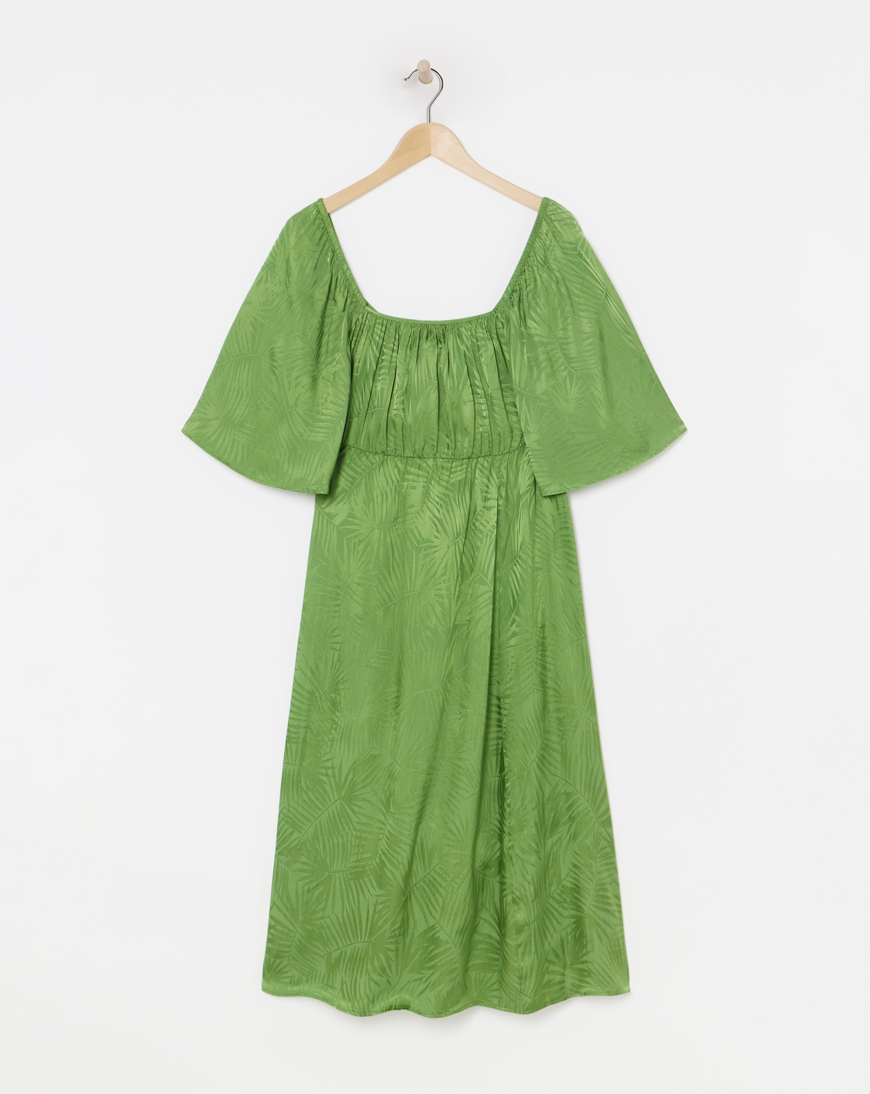 Simply Be - Women's Jacquard Tie Back Midi Dress - Size 12 - Olive - 100% Viscose