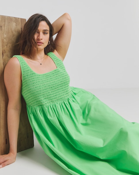 Simply Be - Women's Shirred Poplin Sundress - Size 10 - Apple green