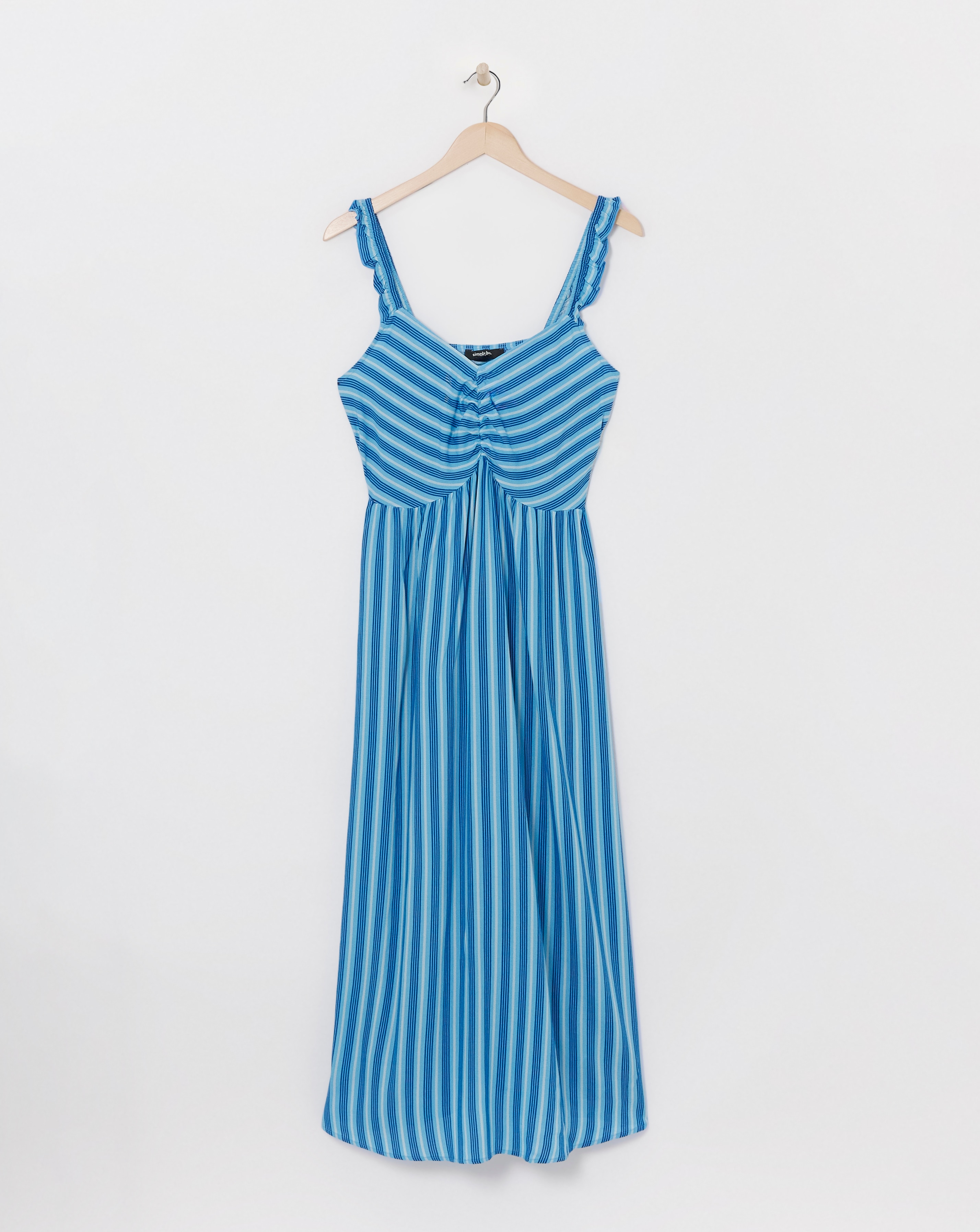 Simply Be - Women's Frill Strap Midi Dress - Size 10 - Blue stripe - 100% Viscose