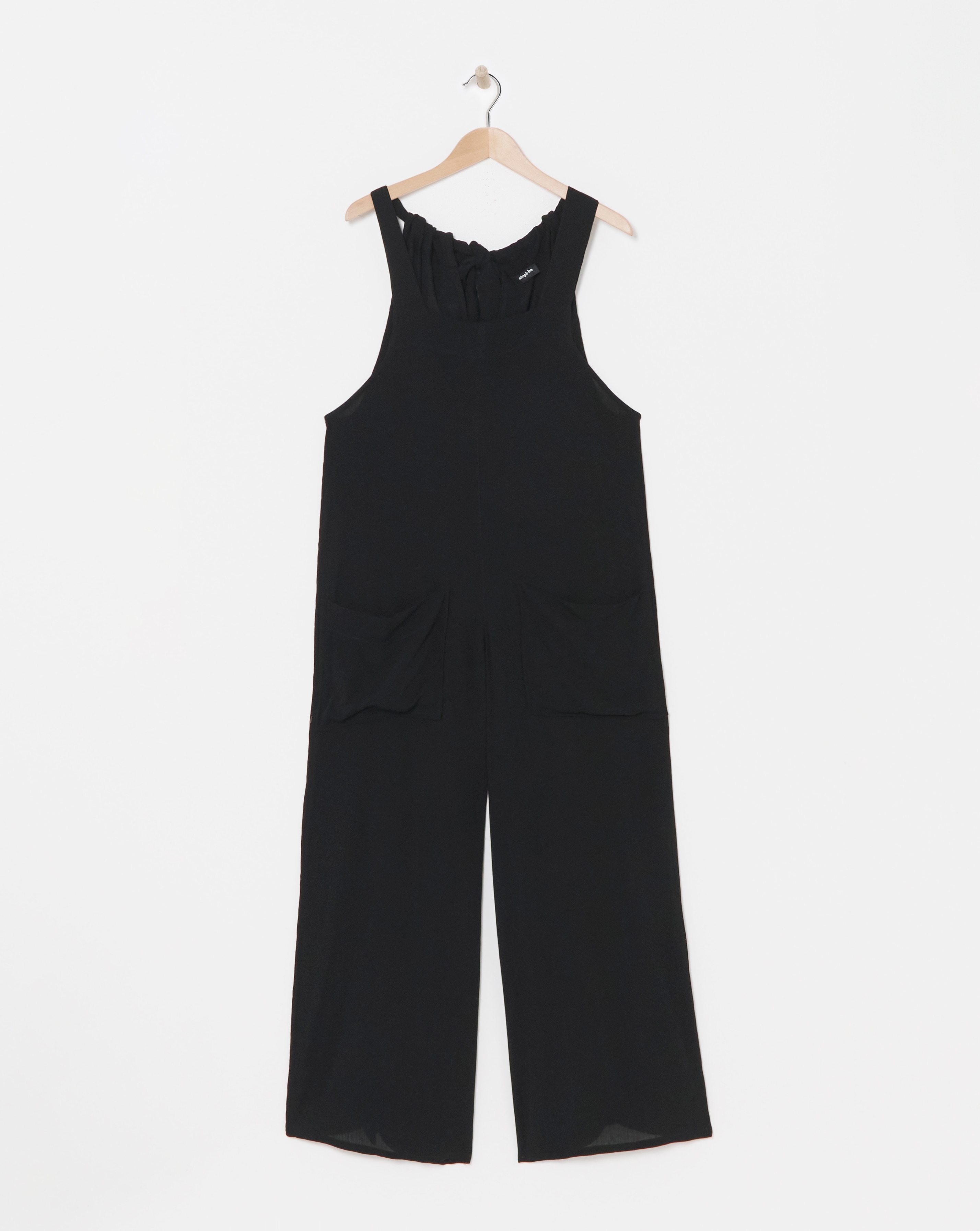 Black Crinkle Wide Leg Jumpsuit
