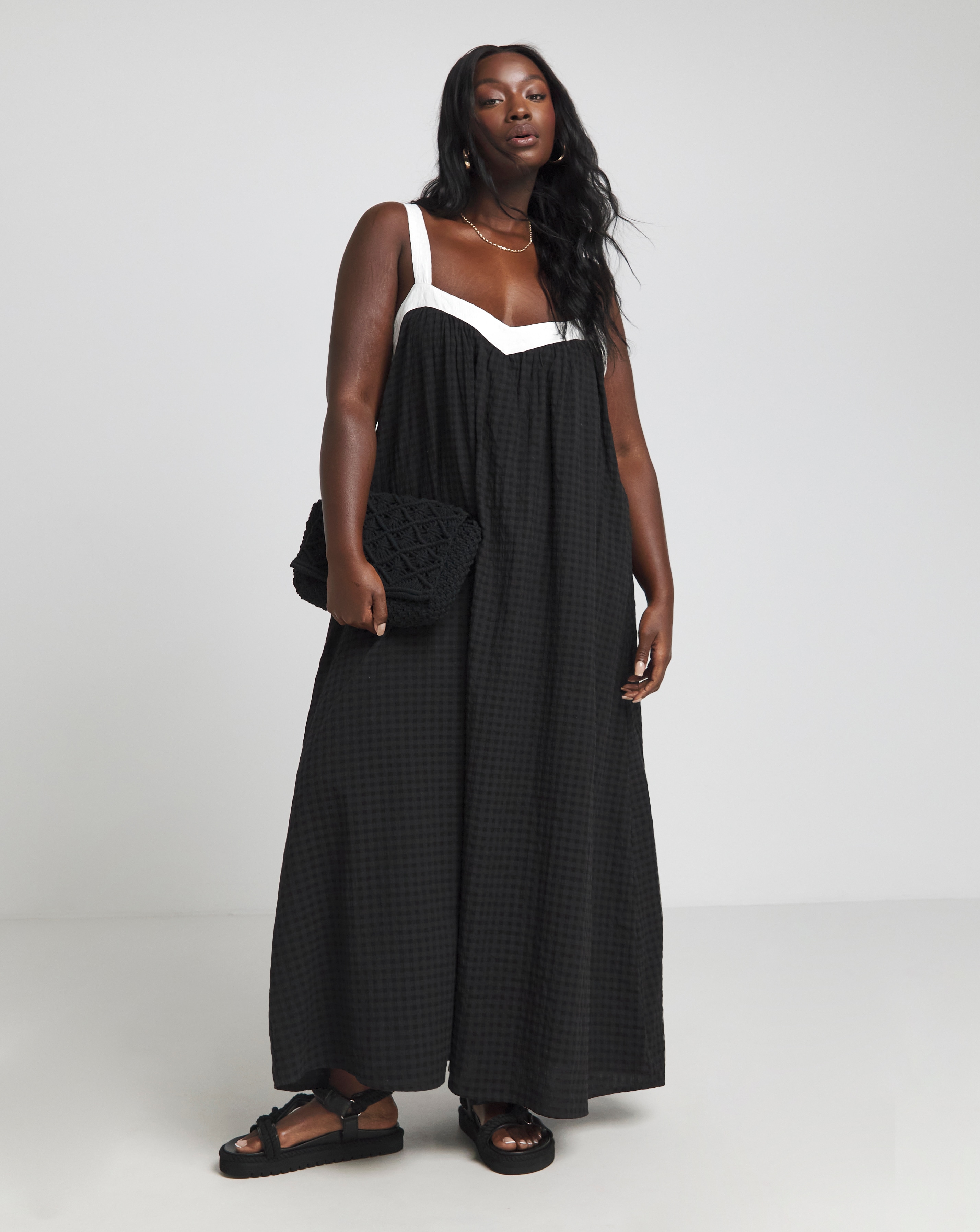 Simply Be - Women's Mono Trapeze Maxi Dress - Size 20 - Black/white
