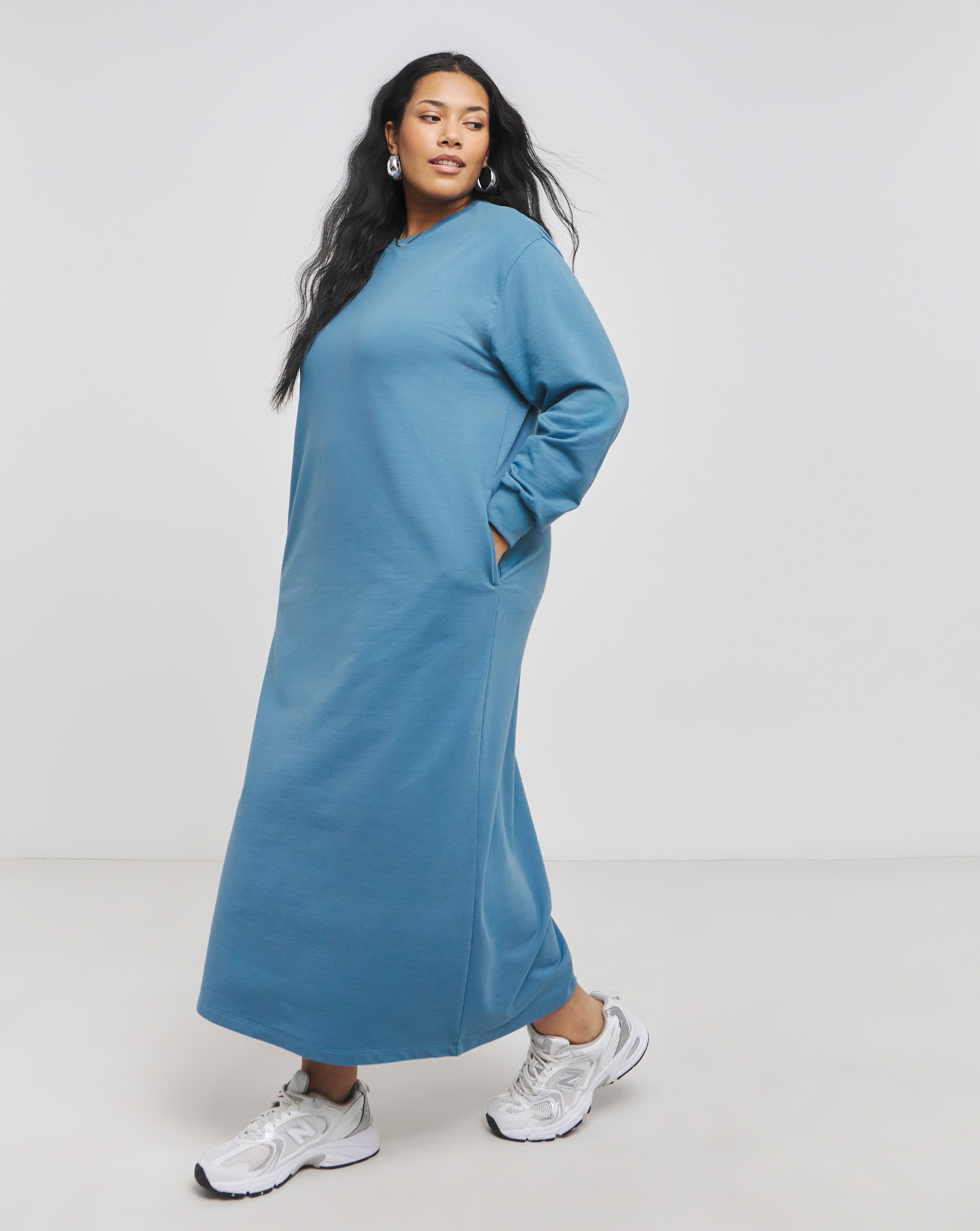 Simply Be - Women's Blue Midi Sweatshirt Dress - Size 10 - Blue