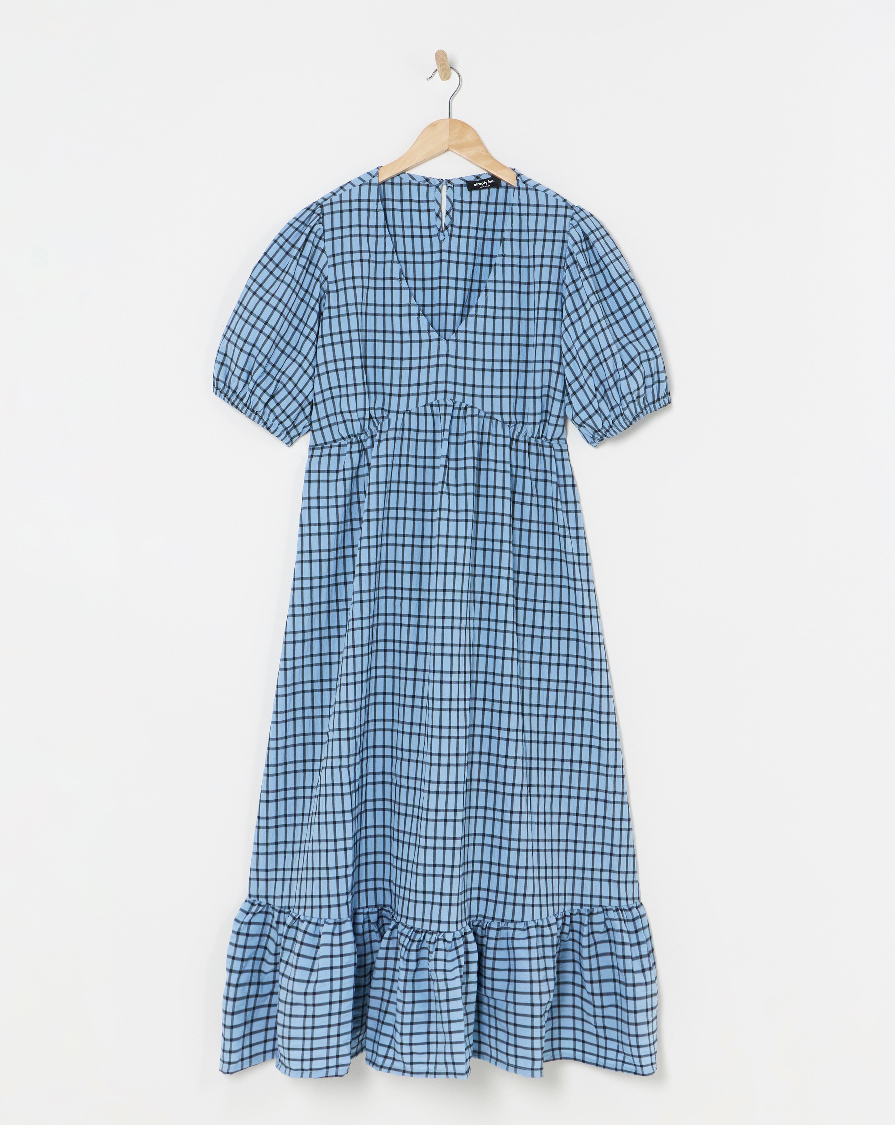 Simply Be - Women's Blue Check Textured Midi Dress - Size 10 - Blue check - 94% Polyester 6% Elastane