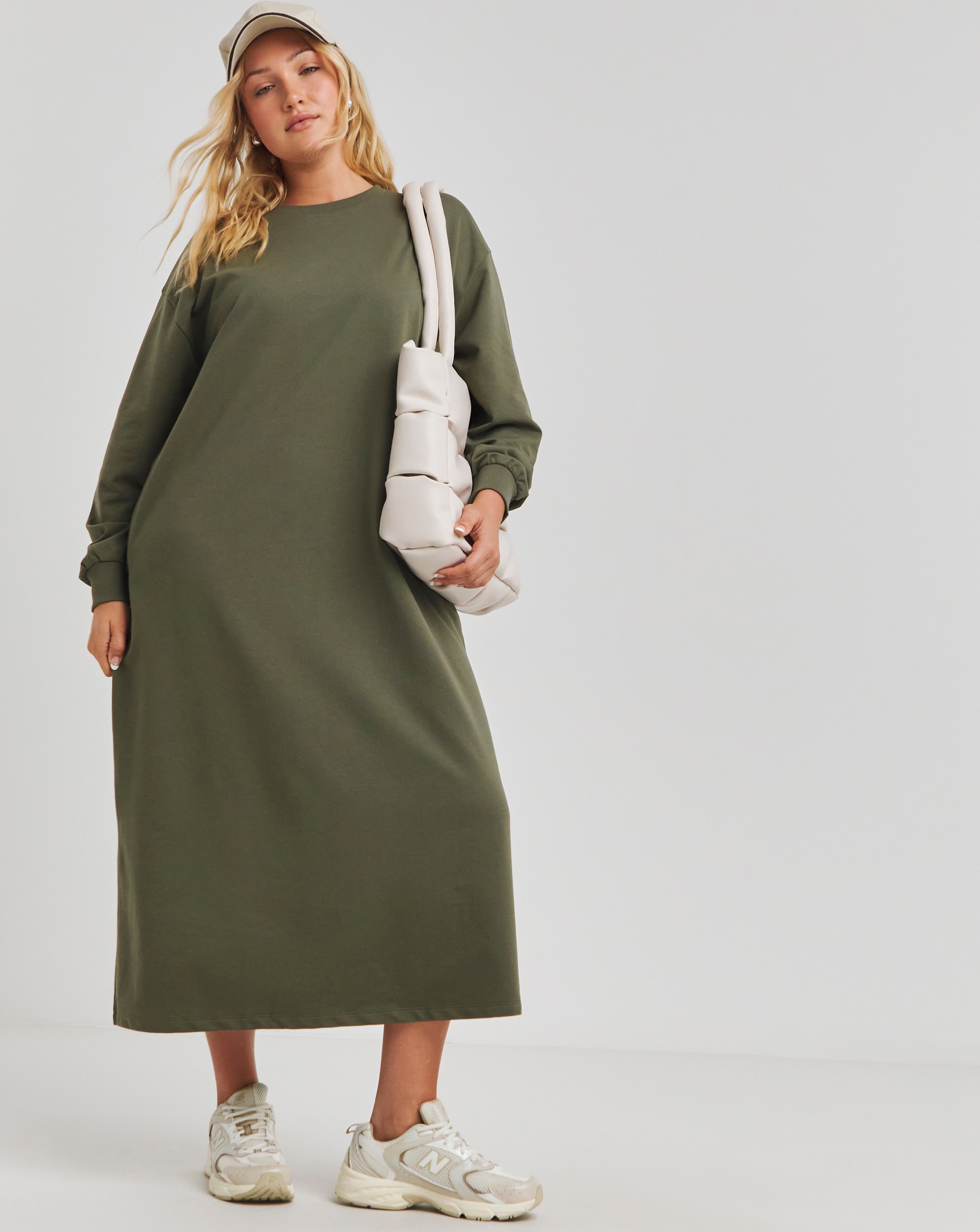 Simply Be - Women's Green Midi Sweatshirt Dress - Size 10 - Green