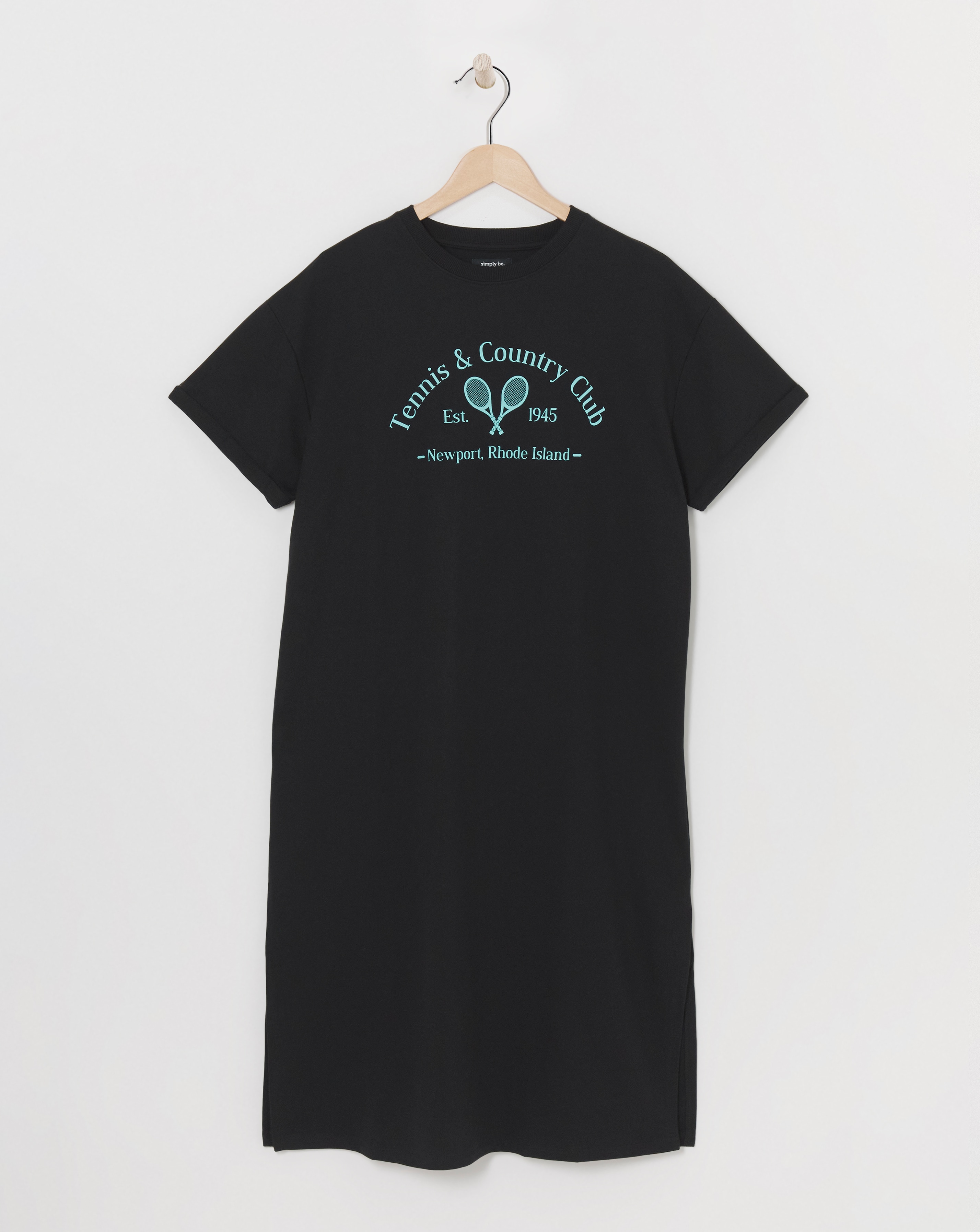 Simply Be - Women's Black Cotton Jersey T-Shirt Dress - Size 12 - Black