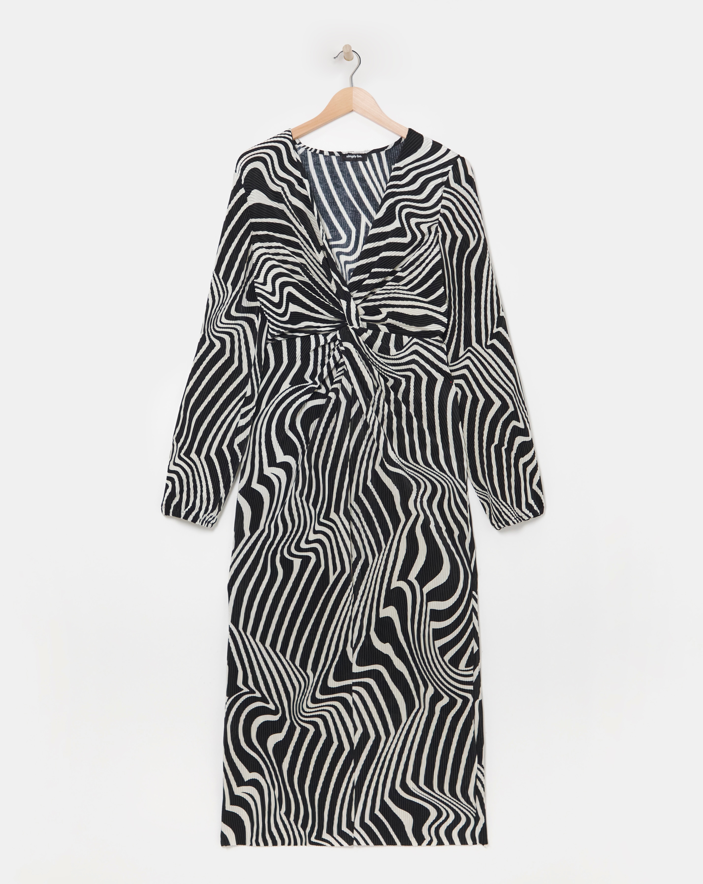 Simply Be - Women's Plisse Twist Front Midaxi Dress - Size 10 - Mono