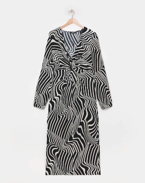 Simply Be - Women's Plisse Twist Front Midaxi Dress - Size 10 - Mono