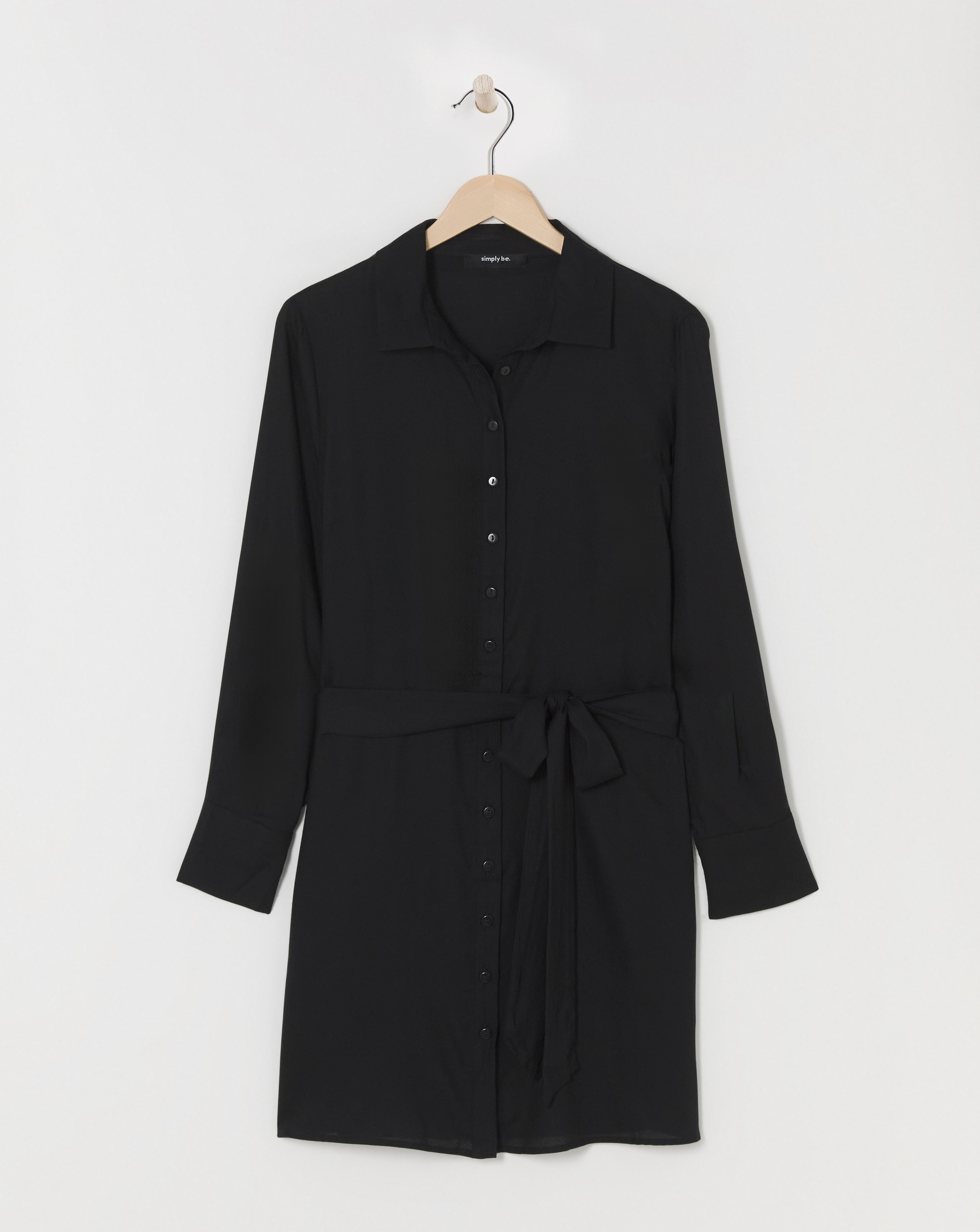 Simply Be - Women's Black Tie Waist Skater Skirt Dress - Size 12 - Black - 100% EcoVero TM - Sustainable