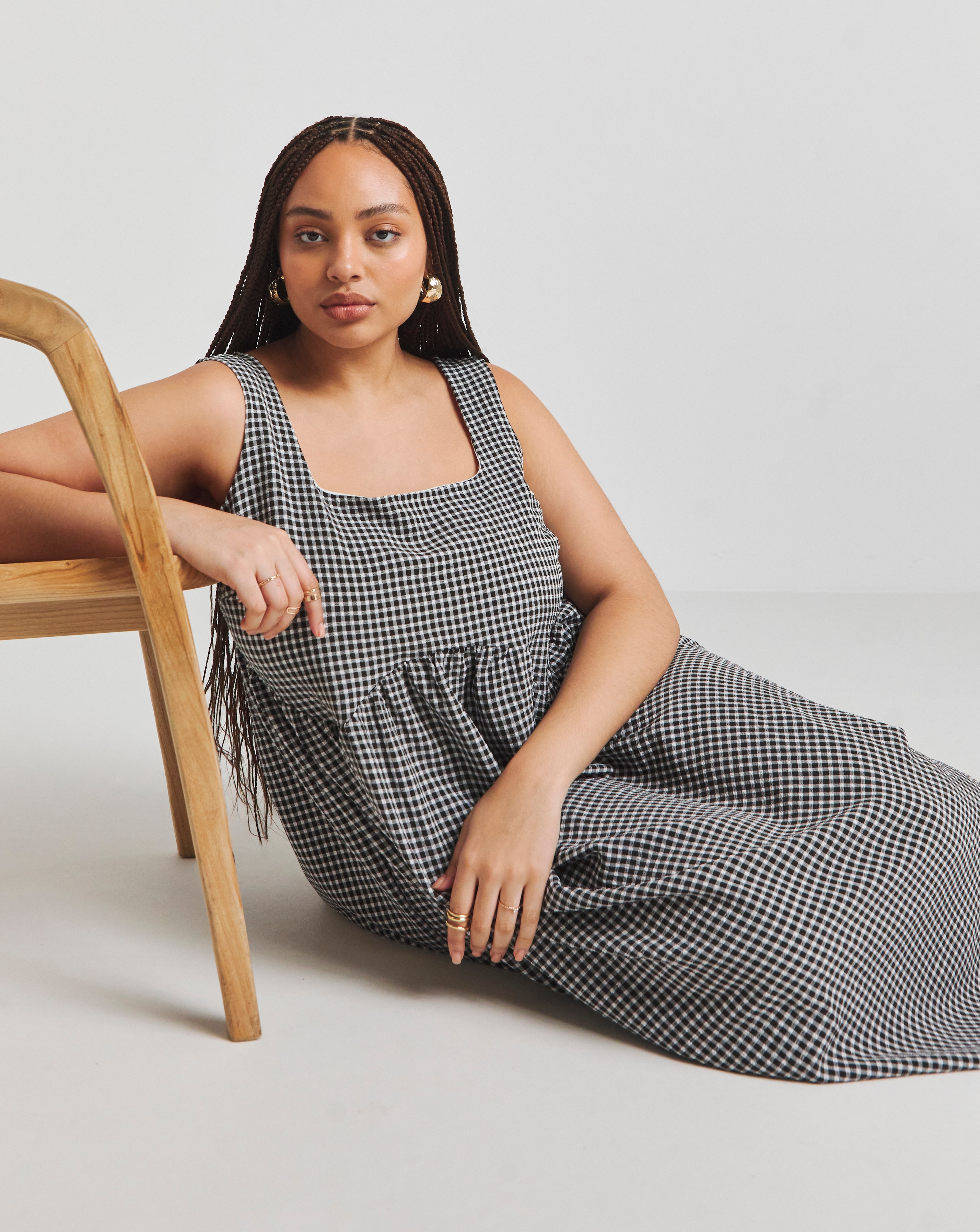 Simply Be - Women's Black Gingham Textured Sundress - Size 10 - Black/white - 97% Polyester 3% Elastane