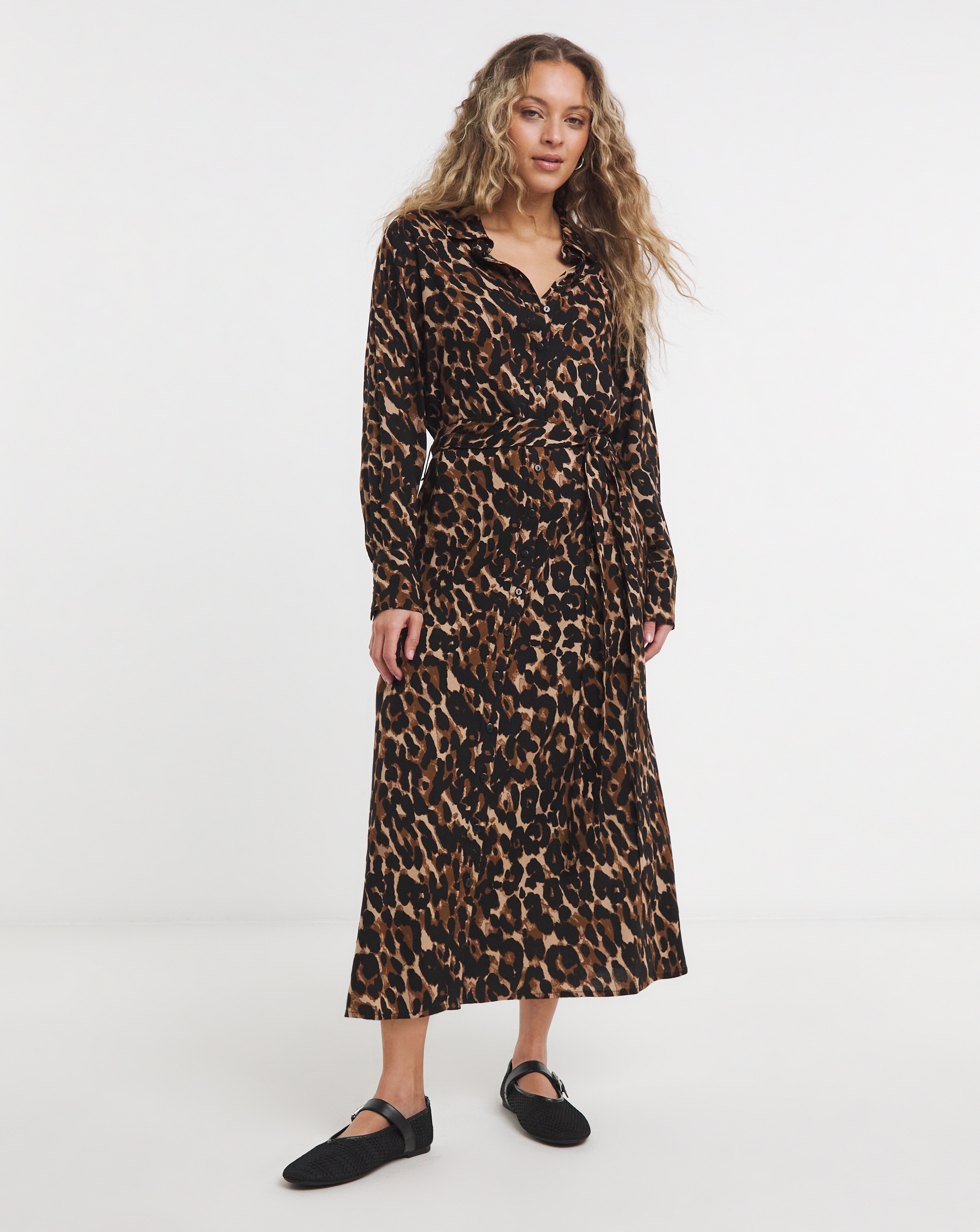Simply Be - Women's Leopard Printed Shirt Dress - Size 14 - Leopard - 100% Viscose