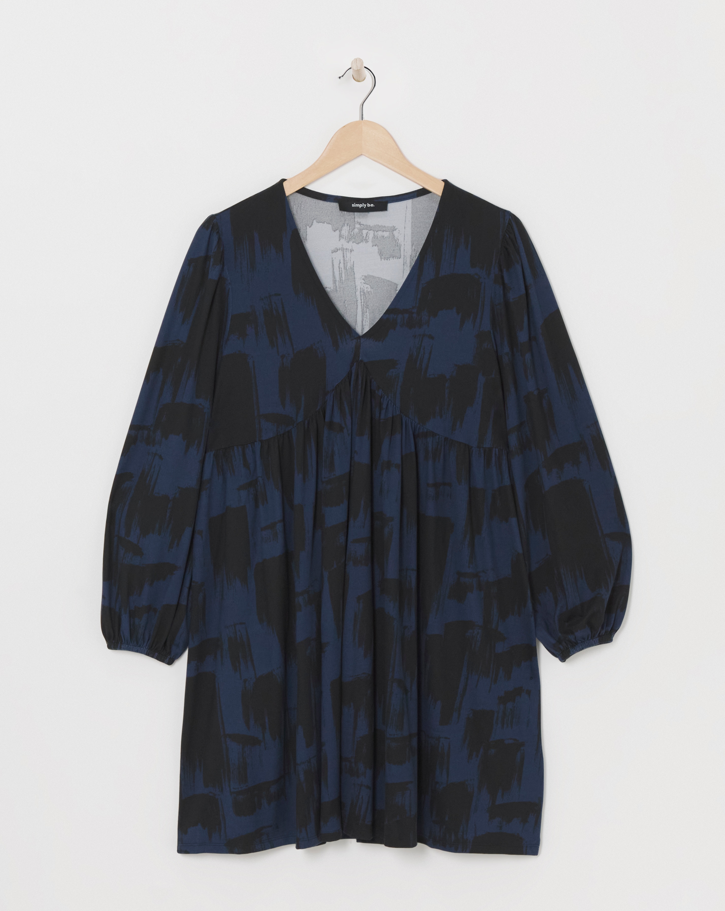 Simply Be - Women's Blue Print Supersoft Smock Dress - Size 10 - Blue print - 95% Recycled Polyester 5% Elastane