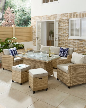 Valencia Lounge Dining Set With Firepit Table