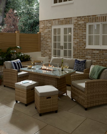 Valencia Lounge Dining Set With Firepit Table