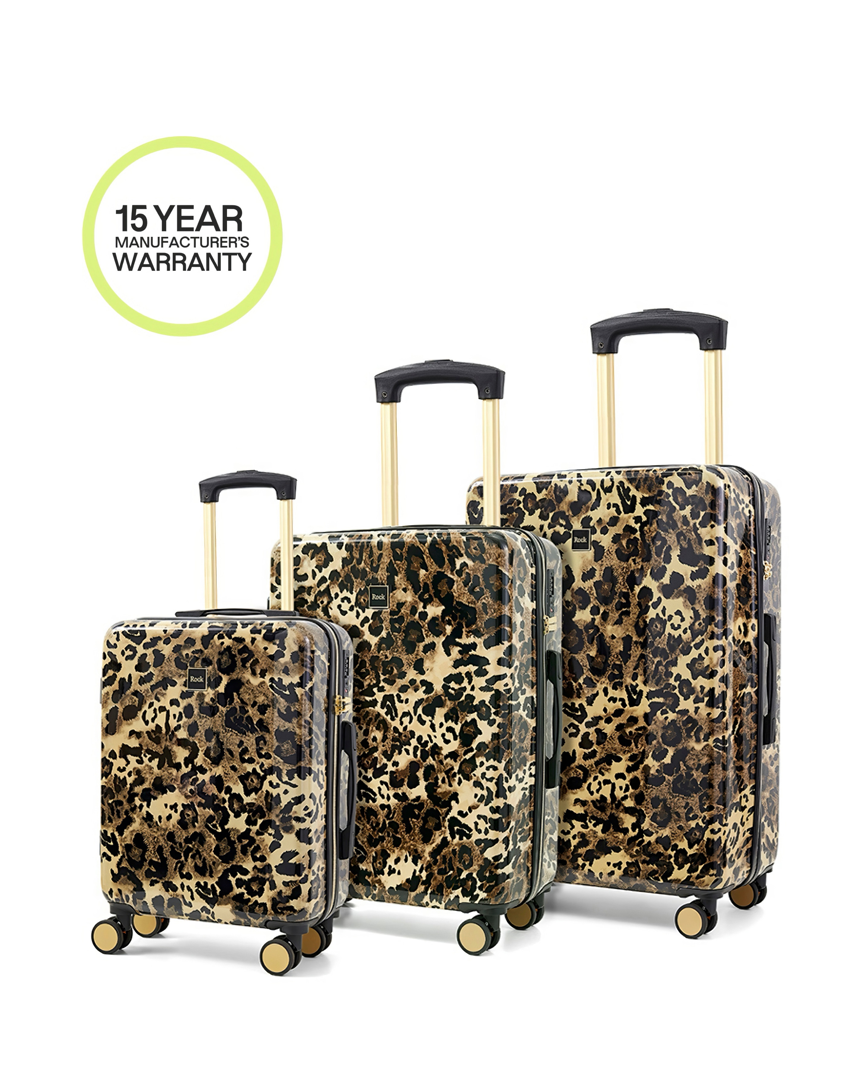 Rock Savannah Leopard 3pc Suitcase Set