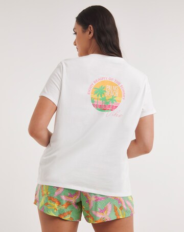 Back Graphic Tee and Printed Shortie Pyjama Set