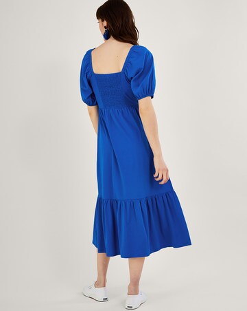 Monsoon Puff Sleeve O-Ring Midi Dress