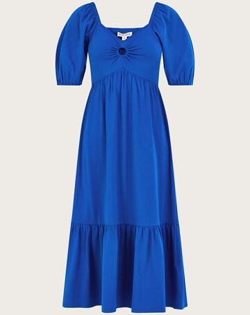 Monsoon Puff Sleeve O-Ring Midi Dress