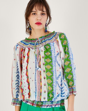 Monsoon Tie Neckline Bubble Hem Top