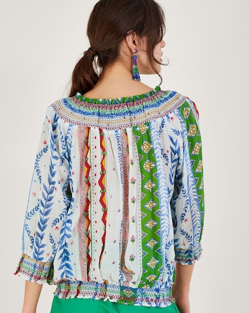 Monsoon Tie Neckline Bubble Hem Top