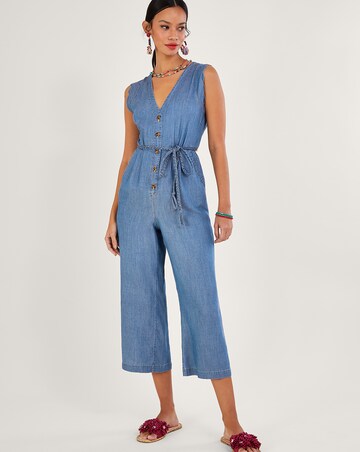 Monsoon Tie Belt Denim Jumpsuit