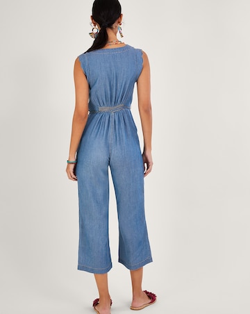 Monsoon Tie Belt Denim Jumpsuit
