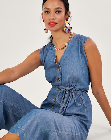 Monsoon Tie Belt Denim Jumpsuit