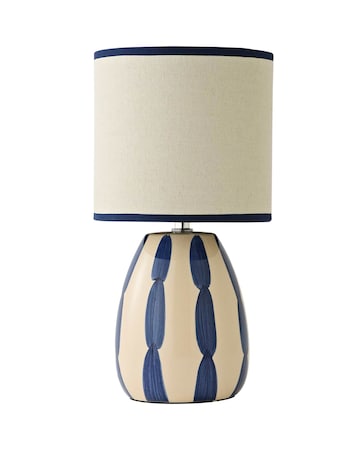 ValueLights Brynn Navy Painted Stripe Table Lamp