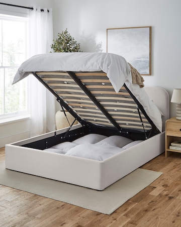 Emery Fabric Storage Ottoman Bed