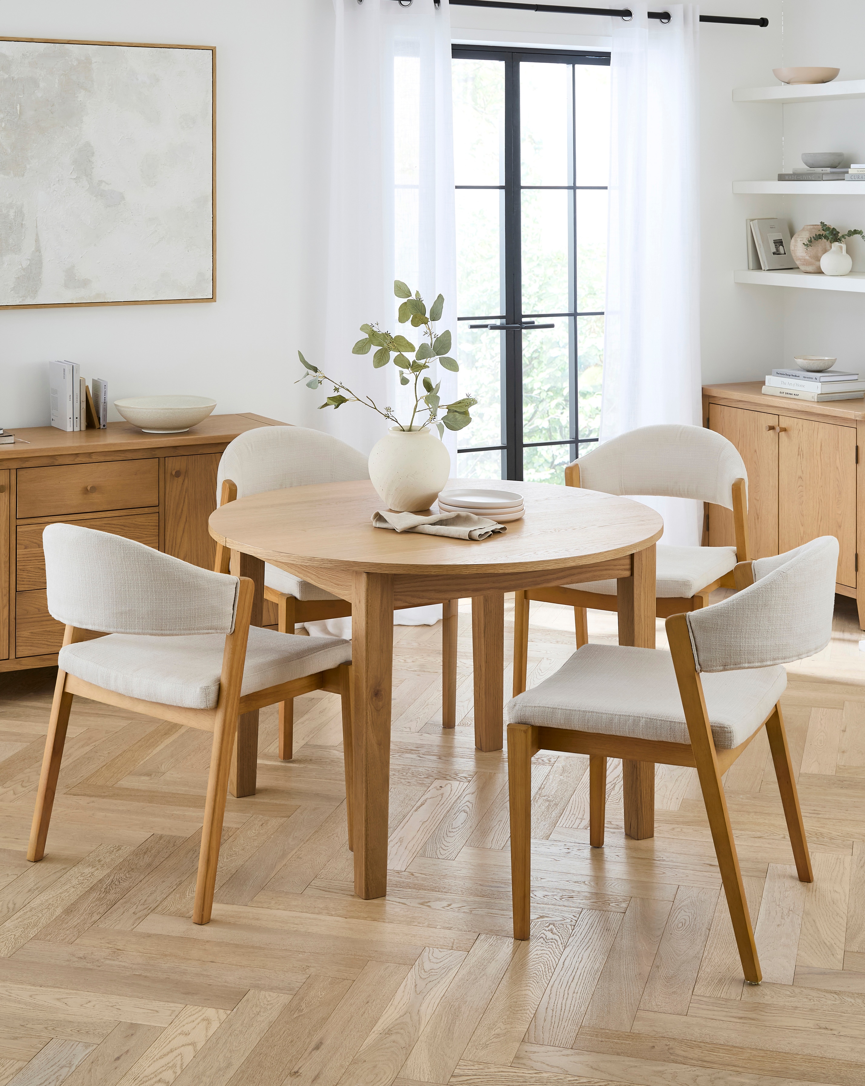 Caitlin Wooden Table with 4 Elva Chairs