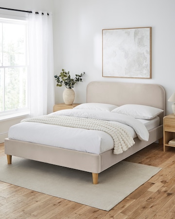 Emery Velvet Bed Frame with 3 Layer Memory Foam Hybrid Mattress