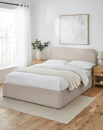 Emery Velvet Storage Ottoman Bed with 3 Layer Memory Foam Hybrid Mattress