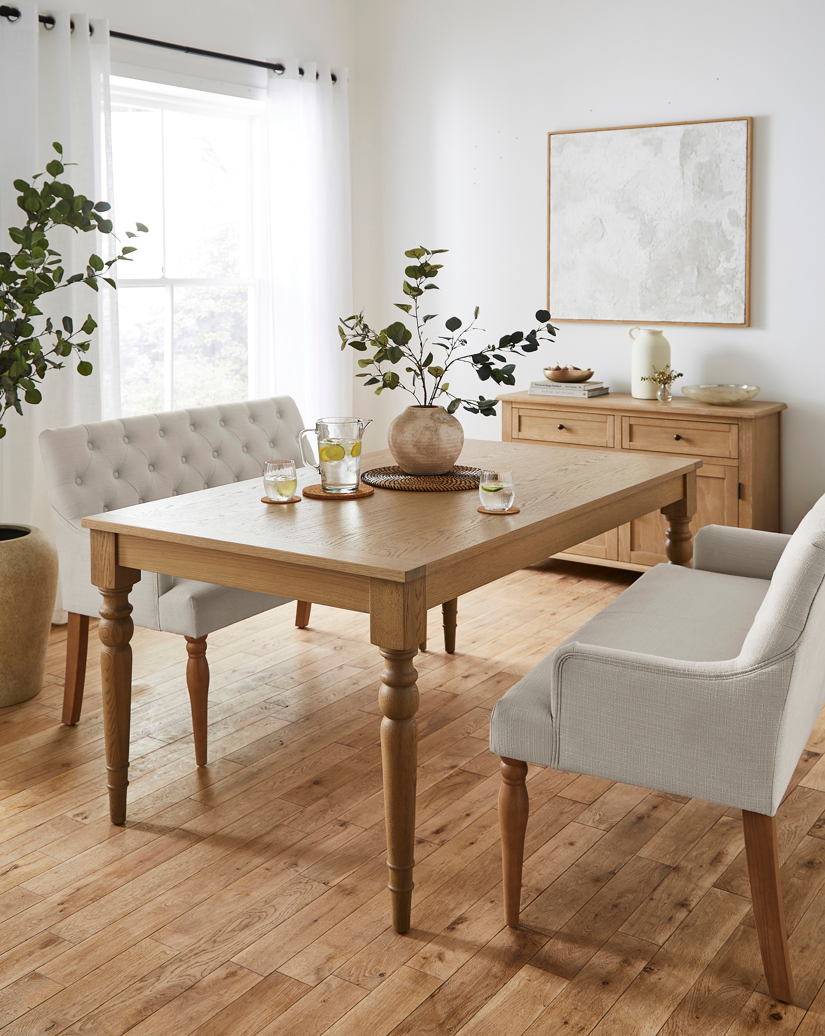 Margot Dining Table with 2 Mae Benches