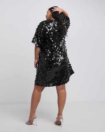 Black Sequin T-Shirt Dress