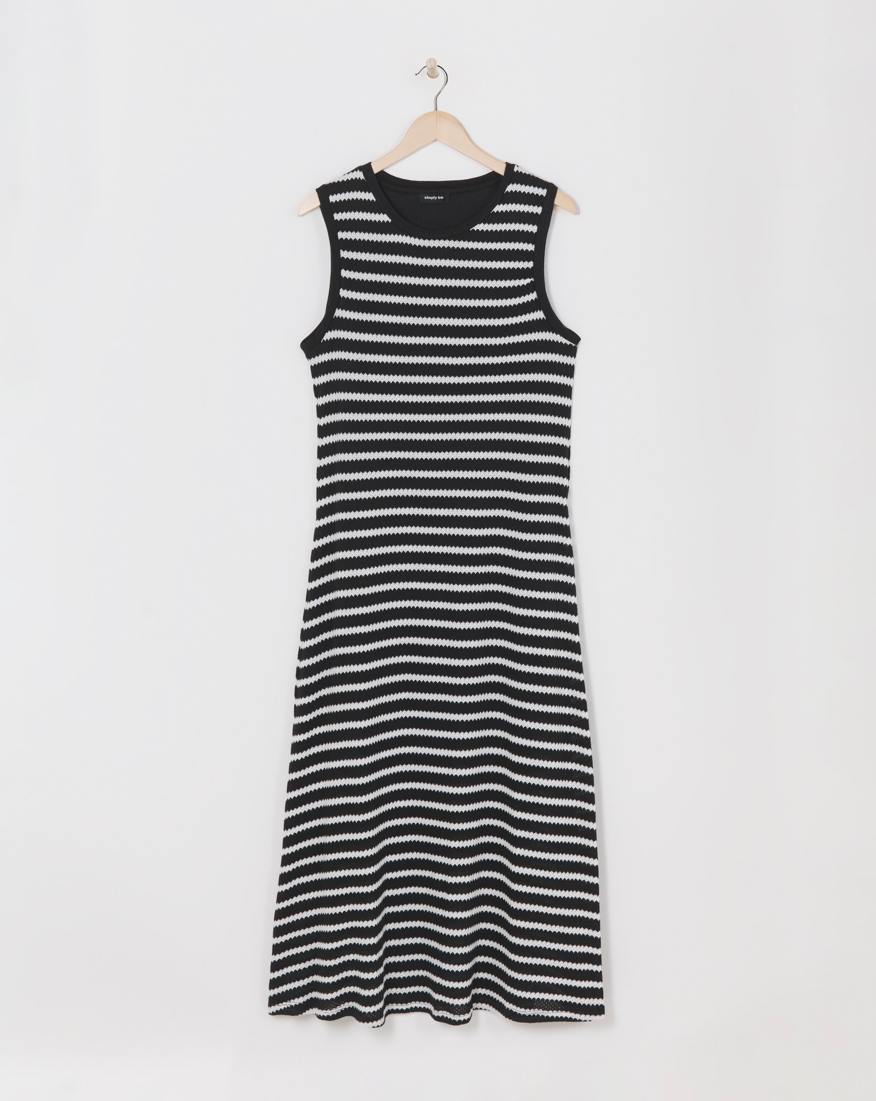 Simply Be - Women's Stripe Crochet Knit Midaxi Dress - Size 10 - Stripe - 66% Cotton 22% Polyester 12 Viscose