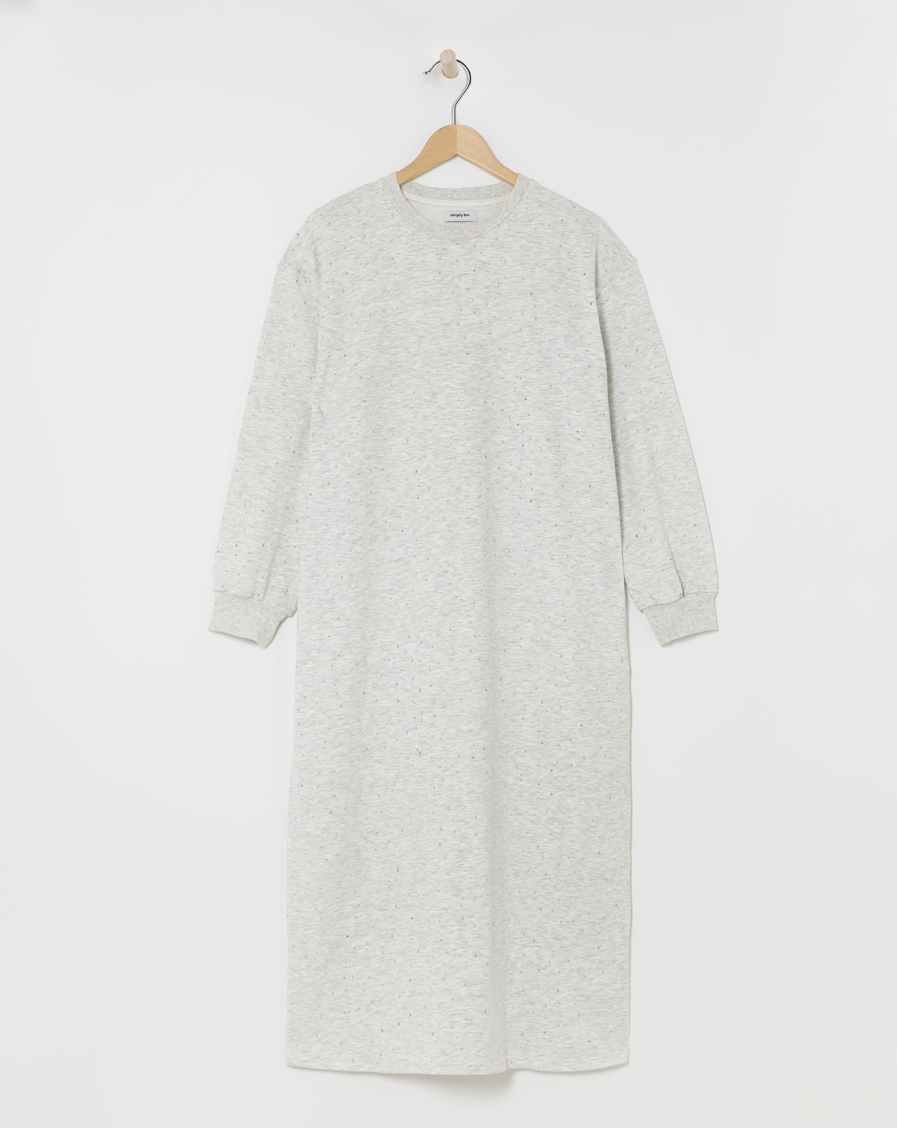 Simply Be - Women's Grey Diamante Sweat Dress - Size 16 - Grey - 80% Cotton 20% Polyester