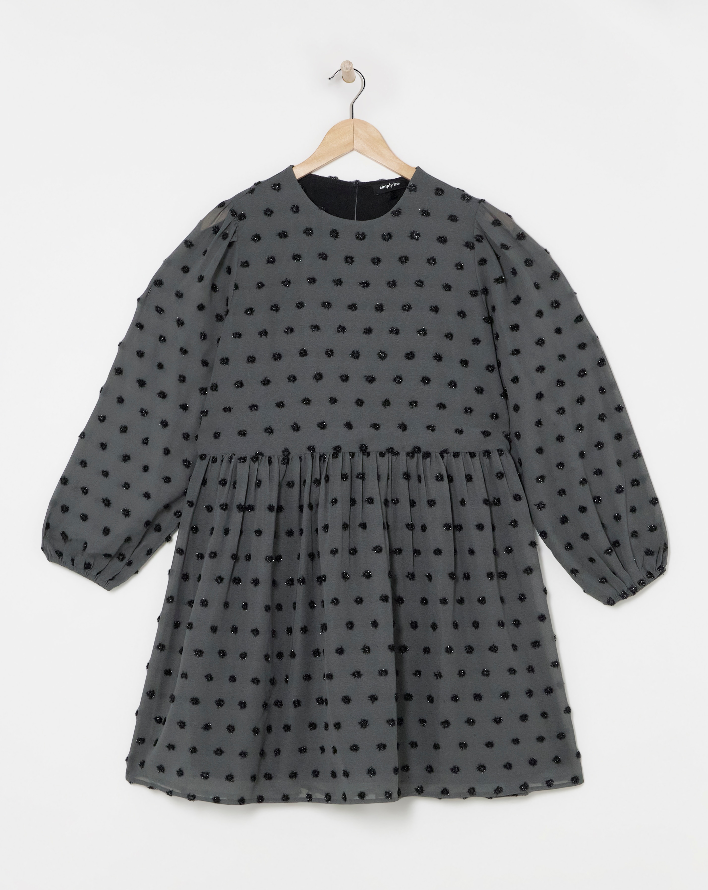 Simply Be - Women's Grey Spot Oversized Smock Dress - Size 10 - Grey spot