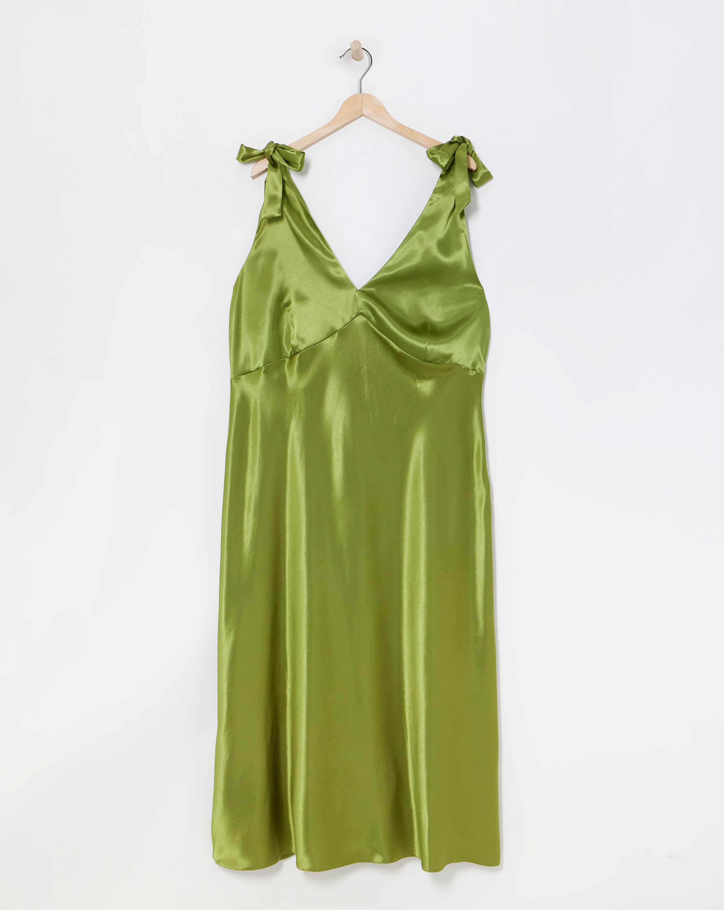 Simply Be - Women's Tie Strap Satin Slip Dress - Size 20 - Olive
