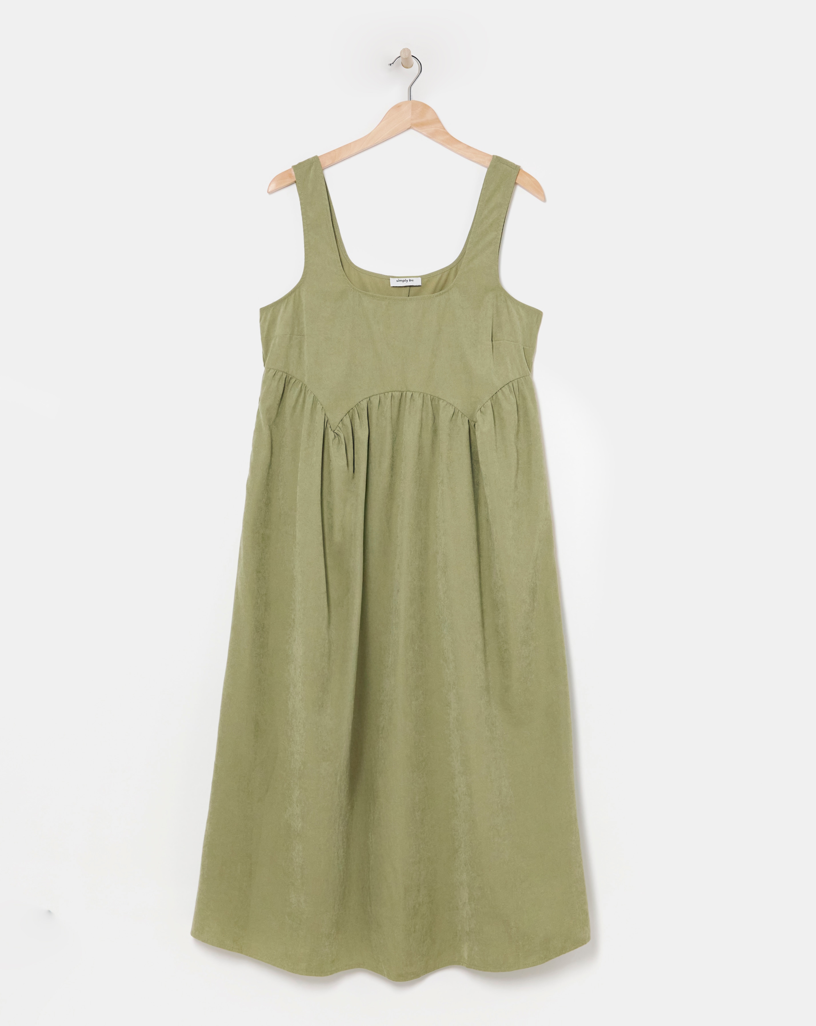 Simply Be - Women's Khaki Apron Midi Dress - Size 10 - Khaki - 90% Polyester 10% Nylon