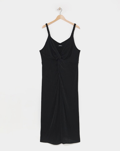 Simply Be - Women's Black Slinky Knot Detail Midaxi Dress - Size 20 - Black - 95% Recycled Polyester 5% Elastane