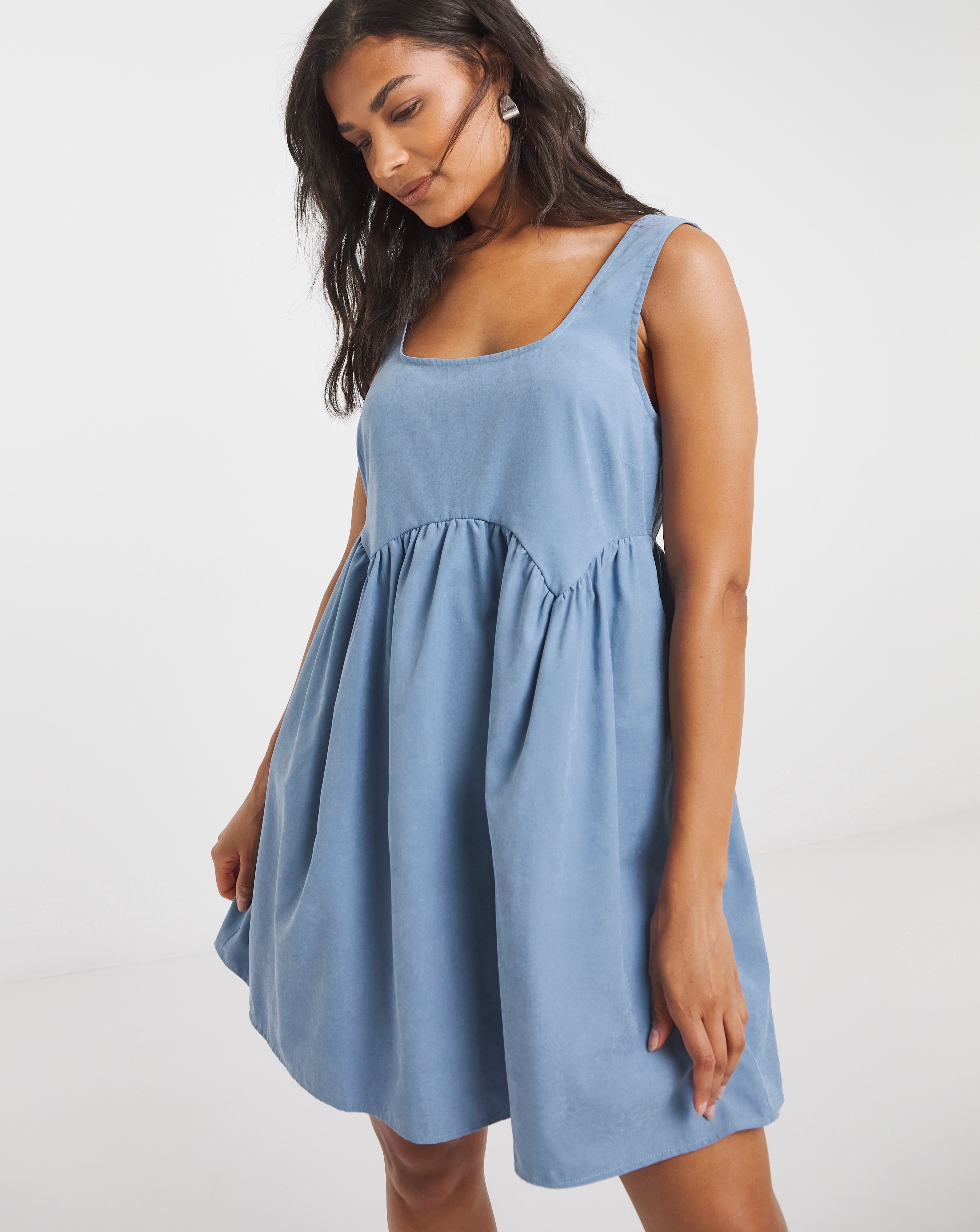 Simply Be - Women's Blue Apron Smock Dress - Size 12 - Blue - 90% Polyester 10% Nylon