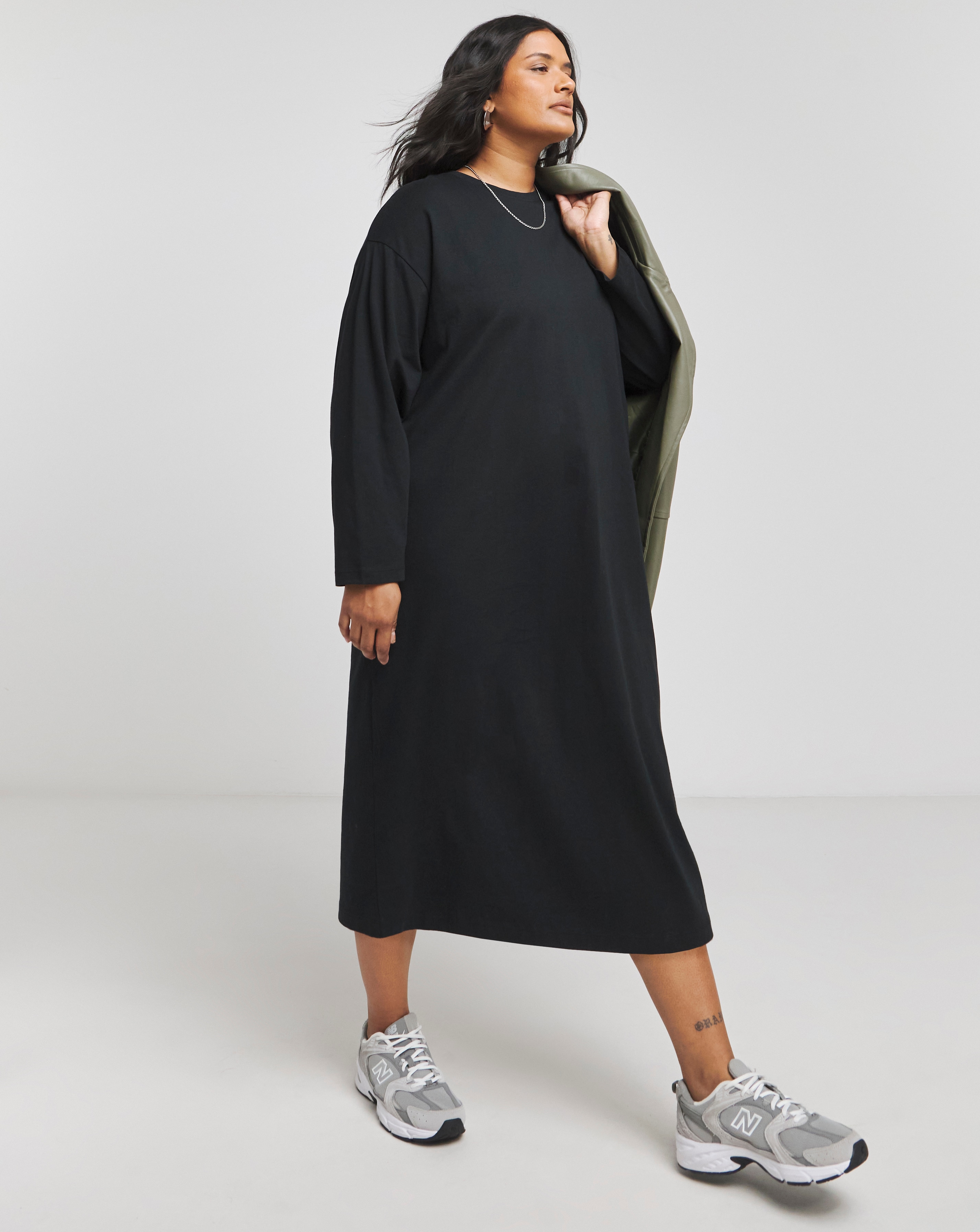 Simply Be - Women's Black Midi T-Shirt Dress - Size 10 - Black - 100% Cotton